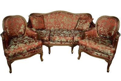 Lot 1387 - Louis XVI style three piece suite