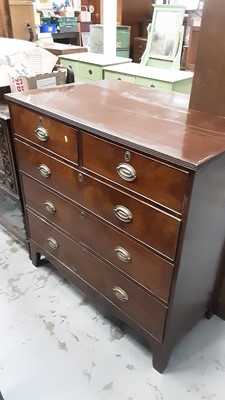 Lot 1040 - Nineteenth century mahogany chest of two short and three long graduated drawers, 108.5cm wide, 49cm deep, 109.5cm high