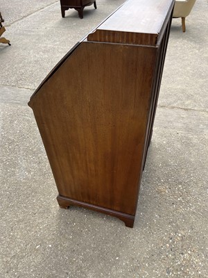 Lot 72 - Edwardian inlaid mahogany bureau with fitted interior above two short and two long drawers