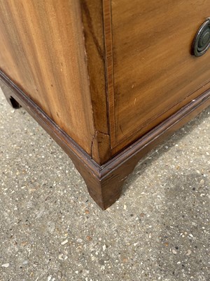 Lot 72 - Edwardian inlaid mahogany bureau with fitted interior above two short and two long drawers