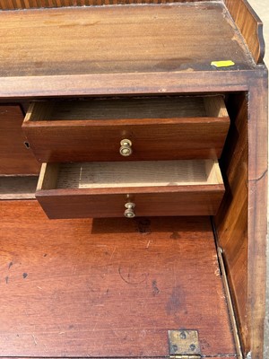 Lot 72 - Edwardian inlaid mahogany bureau with fitted interior above two short and two long drawers