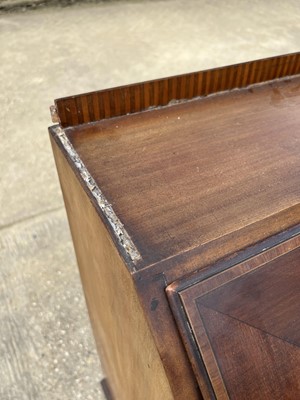 Lot 72 - Edwardian inlaid mahogany bureau with fitted interior above two short and two long drawers
