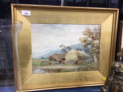 Lot 100 - John Bates Noel watercolour - Rural Farmstead, signed and dated 1909, in glazed gilt frame