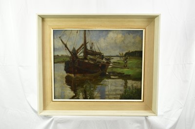 Lot 1140 - Bertram Priestman (1868-1951) oil on canvas - Suffolk River, signed with initials and dated '98, 41cm x 51cm, in painted wooden frame