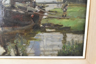 Lot 1140 - Bertram Priestman (1868-1951) oil on canvas - Suffolk River, signed with initials and dated '98, 41cm x 51cm, in painted wooden frame
