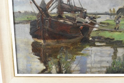 Lot 1140 - Bertram Priestman (1868-1951) oil on canvas - Suffolk River, signed with initials and dated '98, 41cm x 51cm, in painted wooden frame