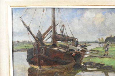 Lot 1140 - Bertram Priestman (1868-1951) oil on canvas - Suffolk River, signed with initials and dated '98, 41cm x 51cm, in painted wooden frame