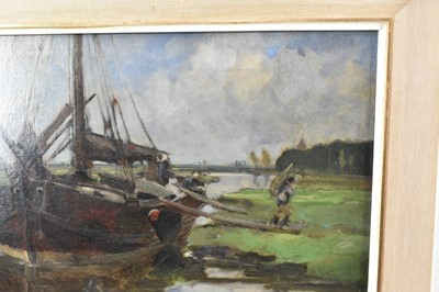 Lot 1140 - Bertram Priestman (1868-1951) oil on canvas - Suffolk River, signed with initials and dated '98, 41cm x 51cm, in painted wooden frame