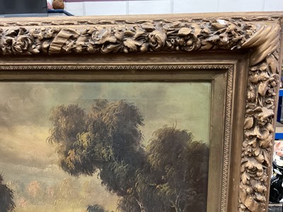 Lot 170 - Two large 19th century oils on canvas in gilt frames - Landscapes