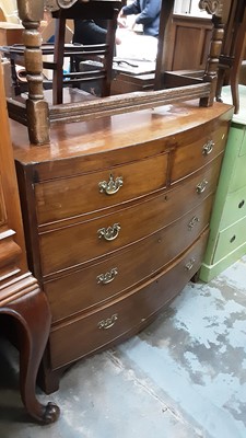 Lot 1048 - Nineteenth century mahogany bowfront chest of two short and three long graduated drawers, 104cm wide, 51cm deep, 97cm high