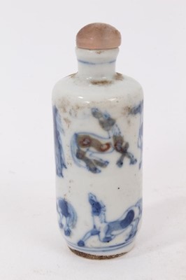 Lot 789 - Chinese porcelain snuff bottle, decorated with horses, 7cm high