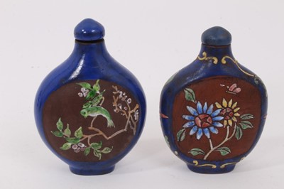 Lot 791 - Small collection of Chinese ceramic and glass snuff bottles, together with a Chinese bronze figural sculpture. (9)