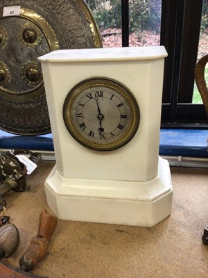 Lot 64 - A Victorian white marble mantel clock, 26.5cm high