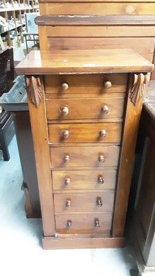 Lot 1057 - Victorian mahogany Wellington chest with seven graduated drawers, 48cm wide, 35cm deep, 103cm high (no key)