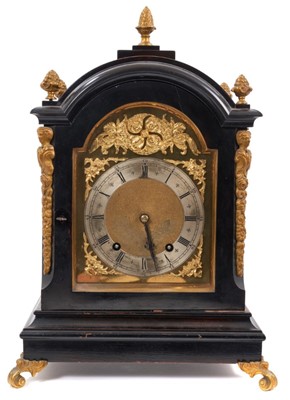 Lot 661 - Late 19th century bracket clock with striking movement in ebonized and ormolu mounted case