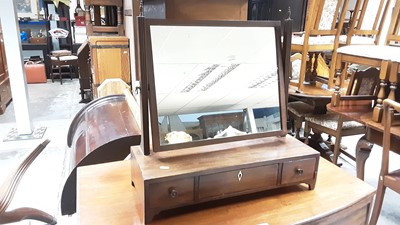 Lot 1067 - Nineteenth century mahogany toilet mirror with three drawers below, 55cm wide, 22cm deep, 56cm high