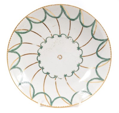 Lot 114 - A Bristol saucer dish, decorated in green and gilt, circa 1775