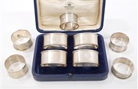 Lot 330 - Set of four 1930s Silverer napkin rings with...