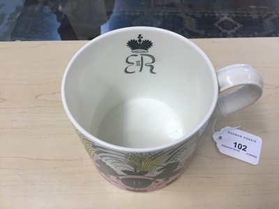 Lot 102 - Eric Ravilious for Wedgwood, a 1953 Elizabeth II Coronation Mug with black printed marks to the base and another Wedgwood Alphabet mug