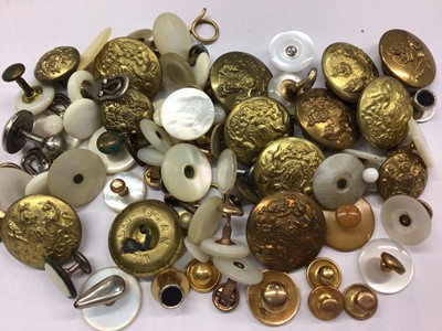 Lot 864 - Collection of gold and other collar studs and military buttons