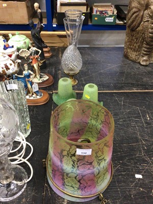 Lot 132 - A large pair of Victorian oversized wine glasses/vases, 31cm high, and a group of glass shades