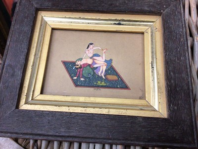 Lot 136 - Indian erotic miniature painting, 9.5cm x 7cm, in frame