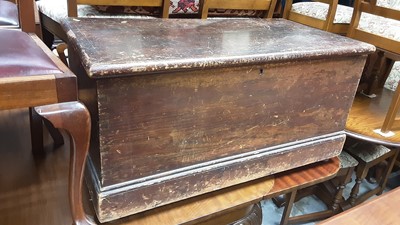 Lot 1093 - Victorian stained pine chest with hinged lid, 95cm wide, 52cm deep, 48cm high