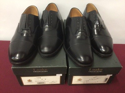 Lot 2072 - Two pairs of gentlemen's Loake Goodyear Welted black polished leather shoes, both size UK9, as new in boxes