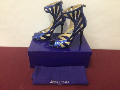 Lot 2073 - Pair of Jimmy Choo for H&M blue high heel shoes, size 37, as new in box