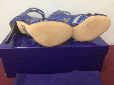 Lot 2073 - Pair of Jimmy Choo for H&M blue high heel shoes, size 37, as new in box