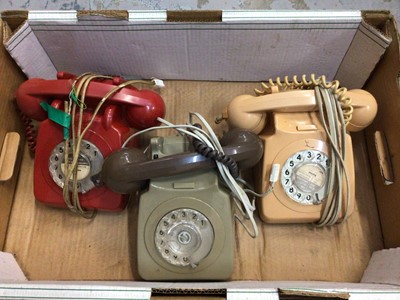 Lot 661 - Three GPO 746 rotary dial telephones in various colours