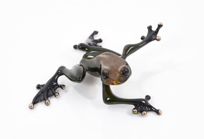 Lot 846 - Tim Cotterell enamelled bronze sculpture of a frog, signed and numbered