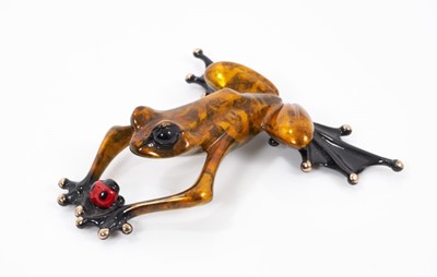 Lot 847 - Tim Cotterell enamelled bronze sculpture of a frog, signed and numbered