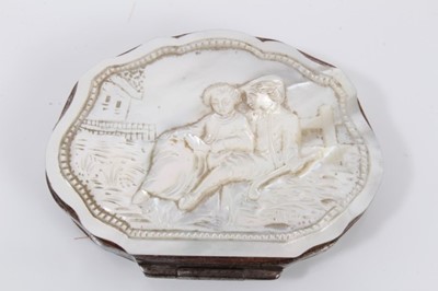 Lot 864 - 19th century French carved mother of pearl coin purse with relief carved decoration