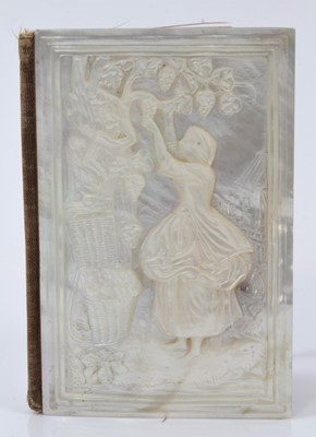 Lot 865 - 19th century French carved mother of pearl note book with relief carved decoration