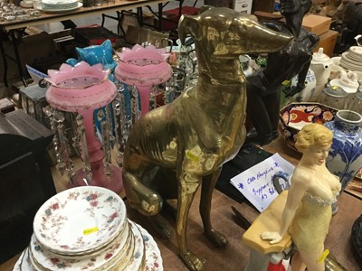 Lot 436 - Large brass fireside type model of a Greyhound