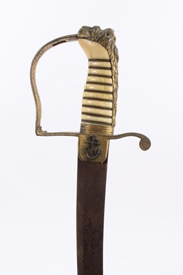 Lot 902 - Fine George III Naval Officer's sword with blue and gilt decoration to blade