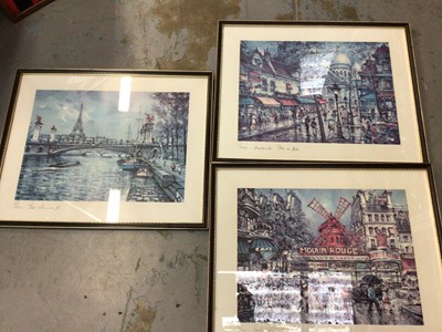 Lot 35 - Limited Edition print 19/500, "General Banning" sailing ship, by James A Mitchell, Limited Edition print 63/850, "The Rose" pencil signed by Gordon King, three Parisian prints, swans and others, al...