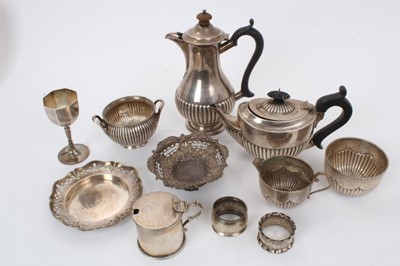 Lot 250 - Selection of miscellaneous Victorian and early 20th century silver including hot water jug, small teapot, mustard, goblet and other items (various dates and makers). All at approximately 40ozs.