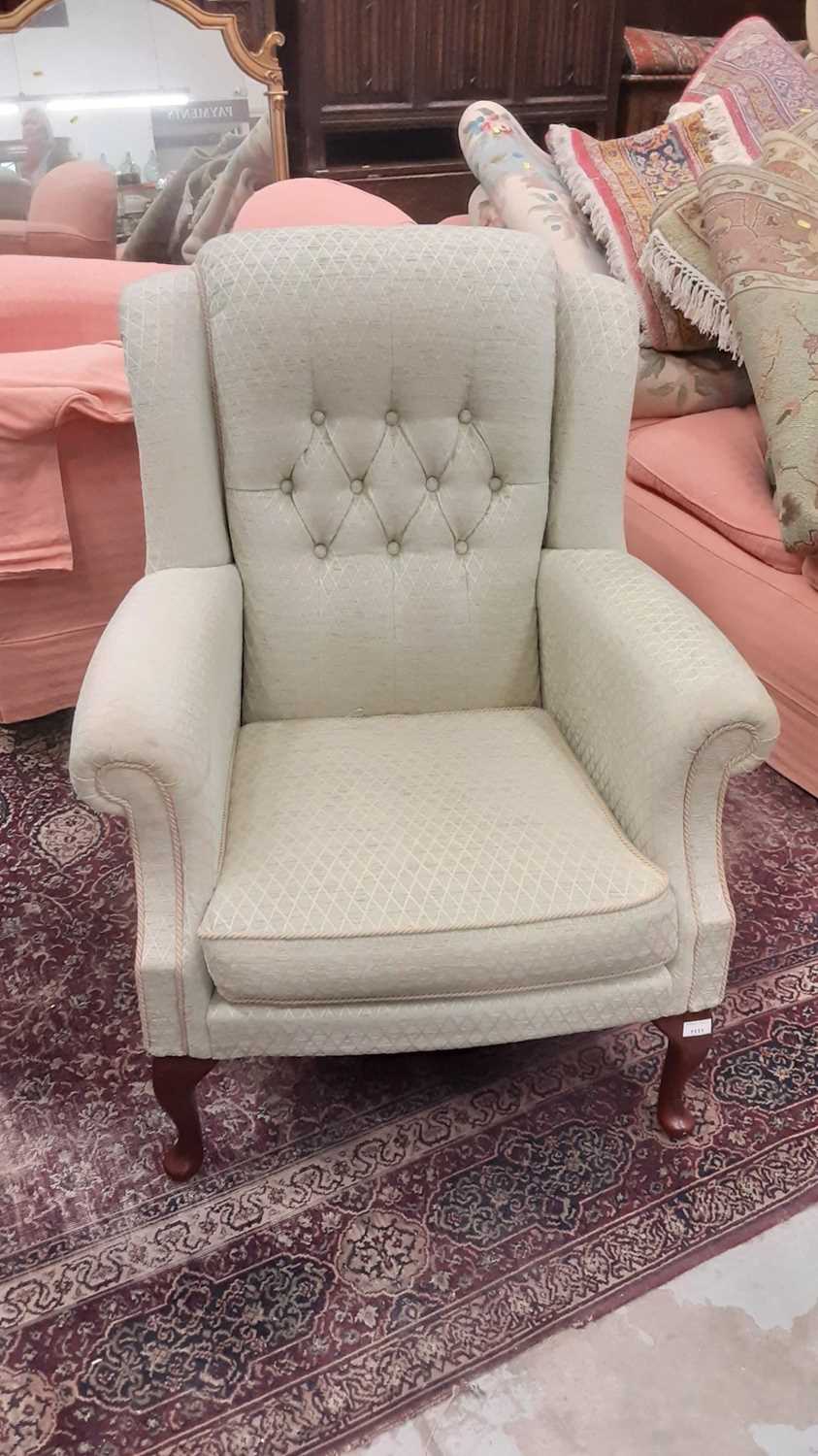 Lot 1111 Contemporary armchair with buttoned green