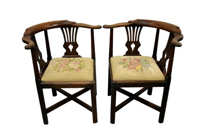 Lot 1440 - Pair of early George III mahogany corner chairs