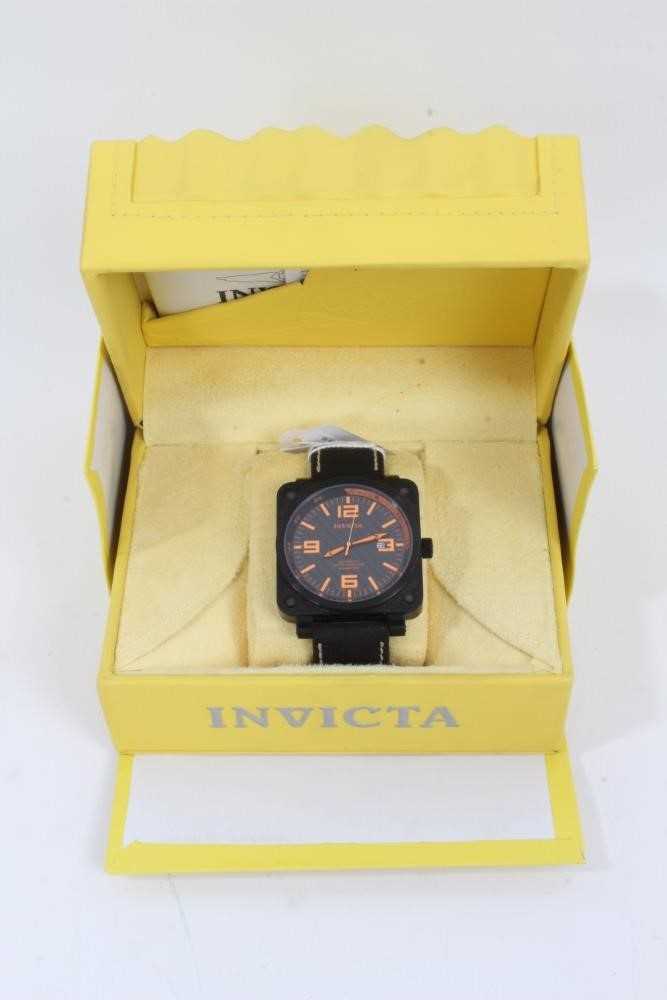 Lot 849 - Invicta Automatic black stainless wristwatch on black canvas strap, model number 3965, boxed