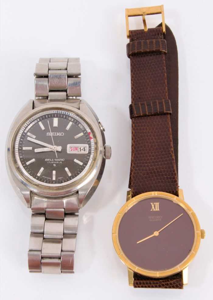 Lot 850 - Seiko Bell-Matic stainless steel wristwatch and a Seiko Quartz wristwatch (2)