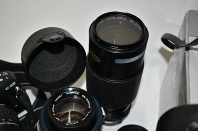 Lot 2351 - Group of cameras and lenses including Nikon, Olympus etc