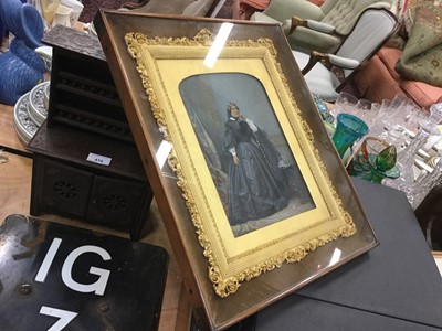 Lot 422 - Victorian overpainted photograph of a woman in glazed gilt frame.