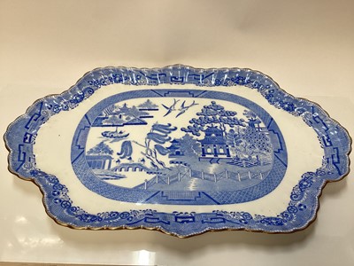 Lot 1130 - Minton blue and white Willow pattern cabaret set