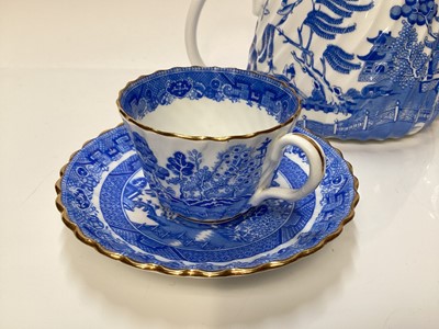 Lot 1130 - Minton blue and white Willow pattern cabaret set