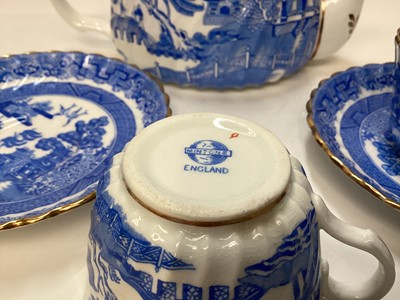 Lot 1130 - Minton blue and white Willow pattern cabaret set