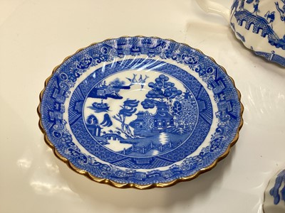 Lot 1130 - Minton blue and white Willow pattern cabaret set