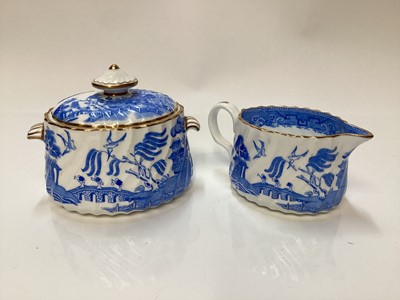 Lot 1130 - Minton blue and white Willow pattern cabaret set